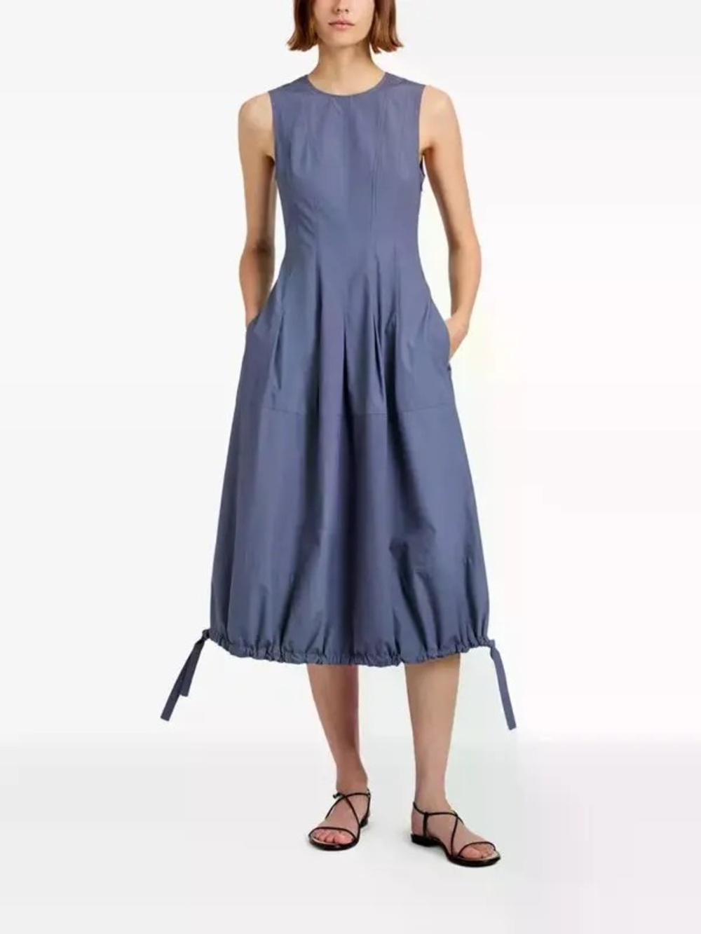 Proenza Schouler White Label Marley Drawstring Brushed Poplin Midi Dress - size